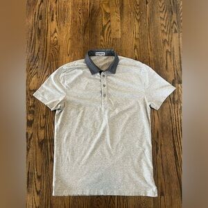 Express Men’s Light Gray Polo with Dark Gray Contrast Collar